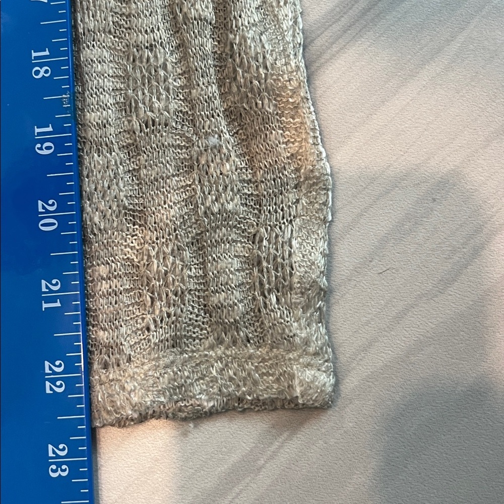 Chico's Taupe and Blue Embellished Open Cardigan with Cutout Pattern -Size 1 - Picture 10 of 12